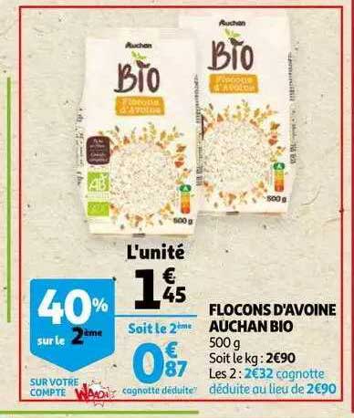 flocons d'avoine auchan bio