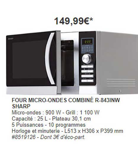 four micro-ondes combiné r-843inw sharp