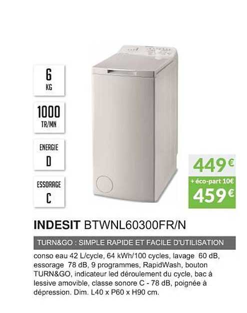 Indesit Btwnl60300fr-n