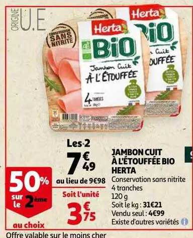 Jambon Cuit à L'étouffée Bio Herta