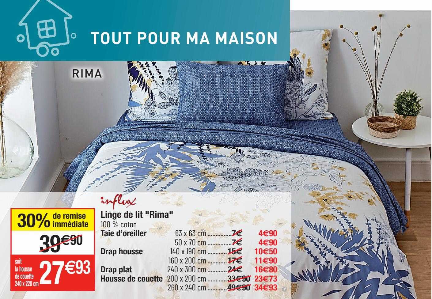 linge de lit "rima", taie d'oreiller, drap housse, drap plat housse de couette