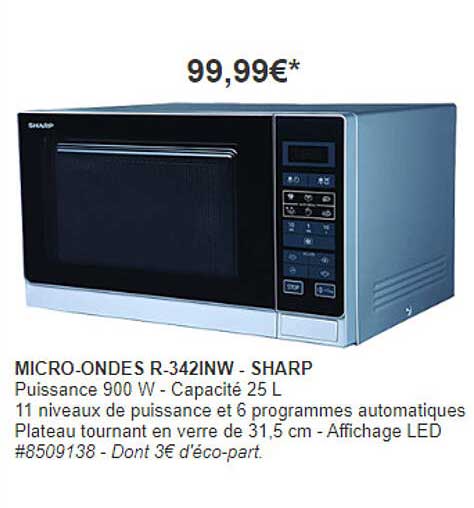 micro-ondes r-342inw - sharp