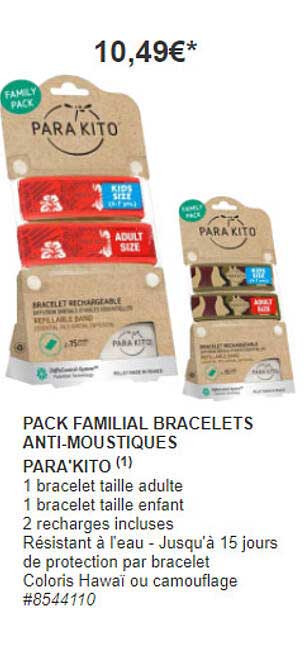 pack familial bracelets anti-moustiques para'kito'