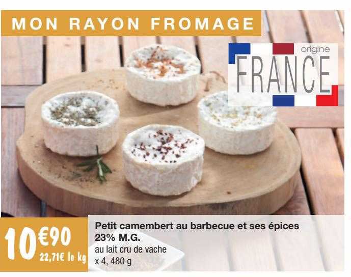 petit camembert au barbecue et ses épices 23% m.g.
