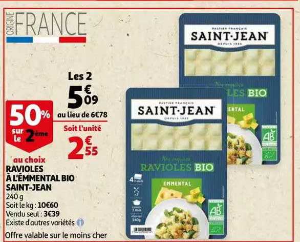 ravioles à l'emmental bio saint-jean