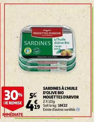 sardines à l'huile d'olive bio mouettes d'arvor