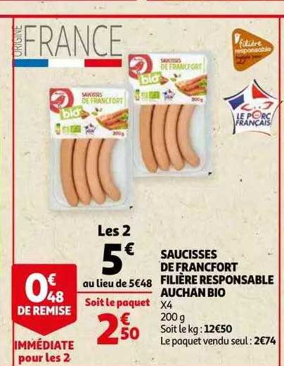 saucisses de francfort filière responsable auchan bio
