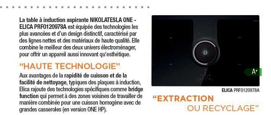 table à induction aspirante nikolatesla one - elica prf0120978a