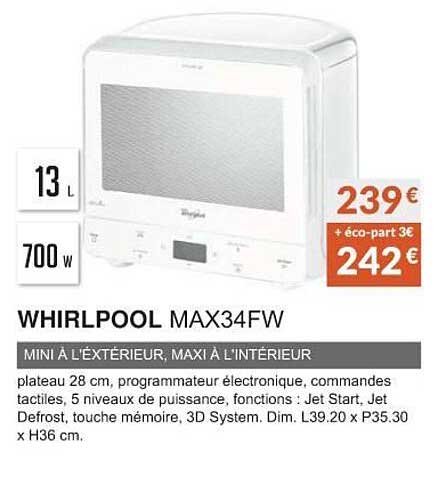 whirlpool max34fw