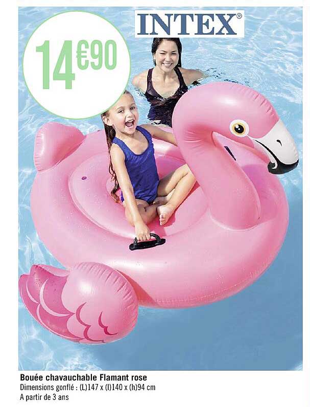bouée chavauchable flamant rose intex