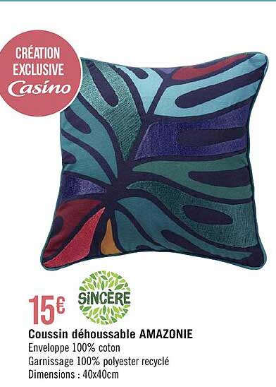 coussin déhoussable amazonie sincère