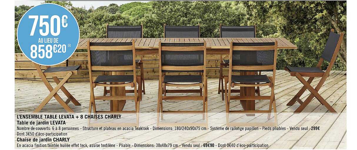 l'ensemble table levata + 8 chaises charly