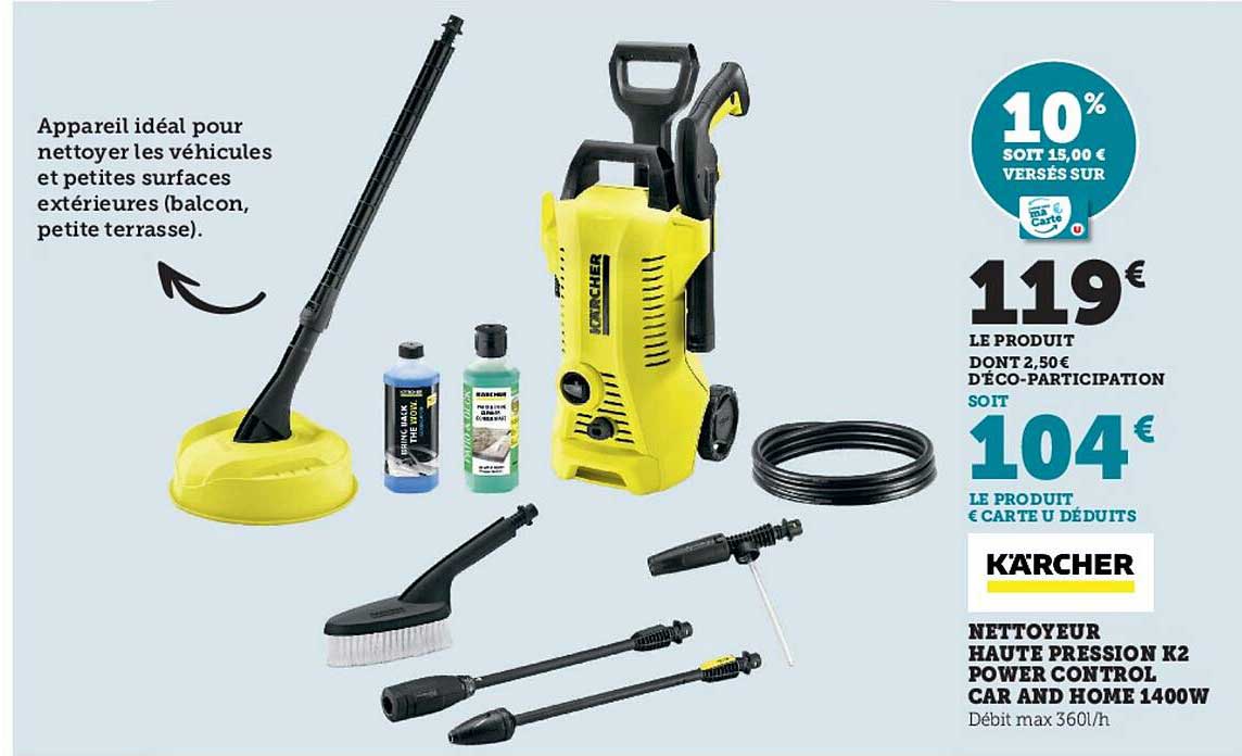 nettoyeur haute pression k2 power control car and home 1400w kärcher