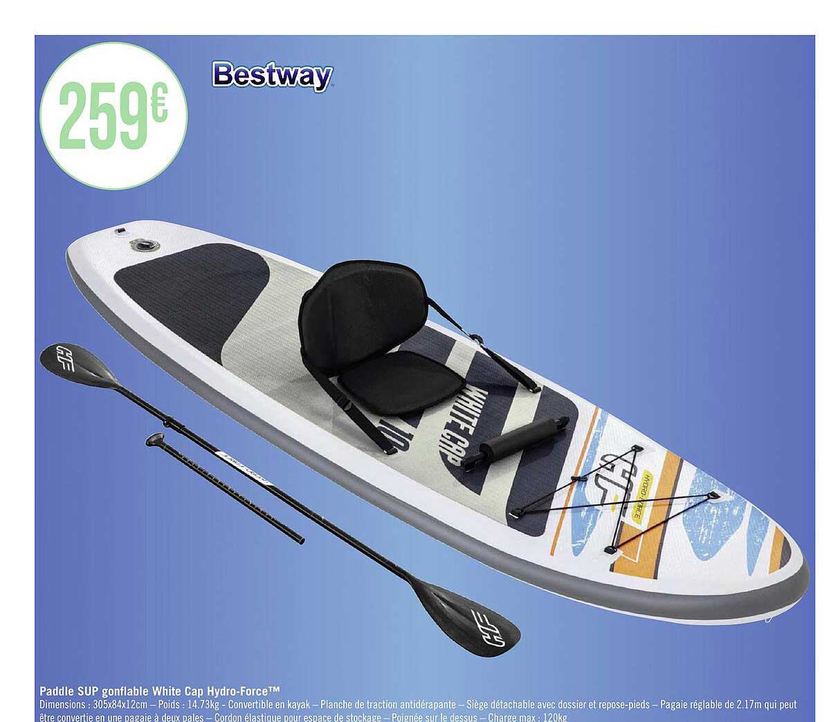 Paddle Sup Gonflable White Cap Hydro-force Bestway
