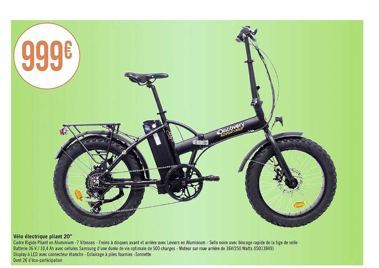 vélo électrique pliant 20" discovery adventures