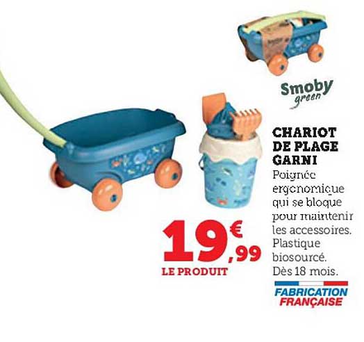 Chariot De Plage Garni Smoby Green