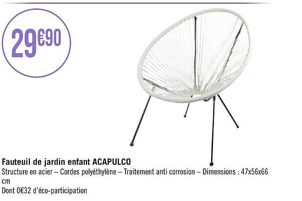 fauteuil de jardin enfant acapulco