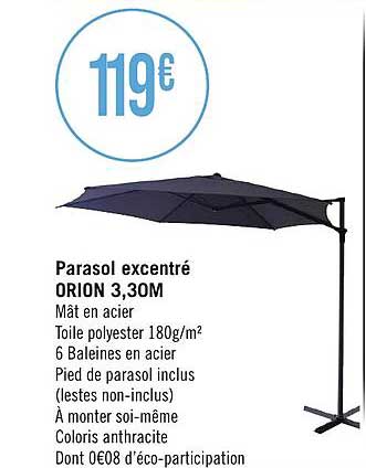 parasol excentré orion 3,30m