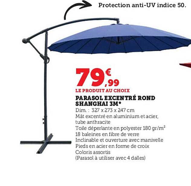 parasol excentré rond shanghai 3m