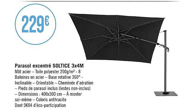 parasol excentré soltice 3 x 4m