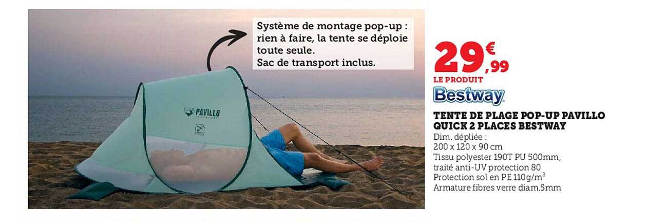 tente de plage pop-up pavillo quick 2 places bestway