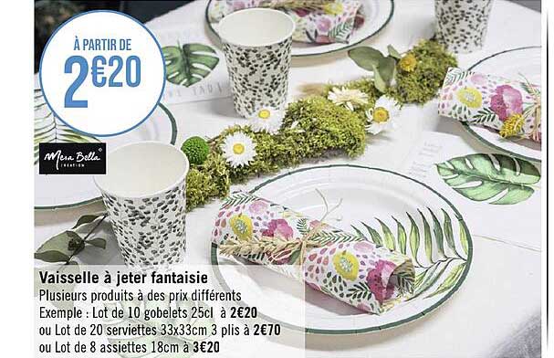vaisselle à jeter fantaisie mesa bella