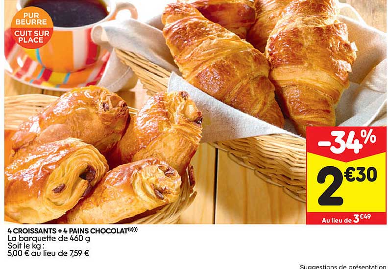 4 Croissants + 4 Pains Chocolat