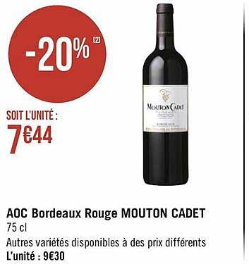 aoc bordeaux rouge mouton cadet