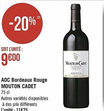aoc bordeaux rouge mouton cadet