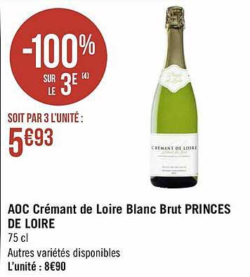 aoc crémant de loire blanc brut princes de loire