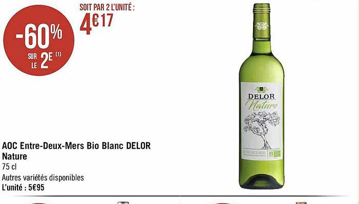 Aoc Entre-deux-mers Bio Blanc Delor Nature