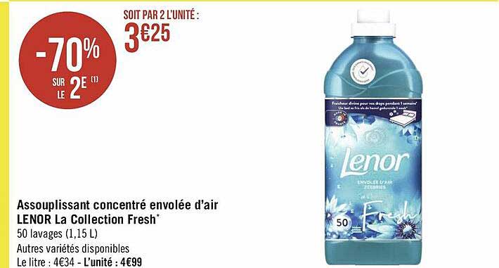 assouplissant concentré envolée d'air lenor la collection fresh