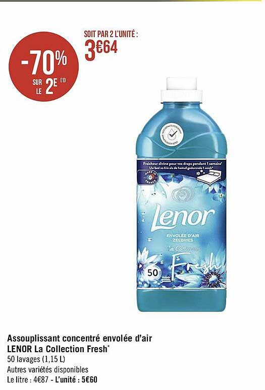 assouplissant concentre envolee d'air lenor la collection fresh