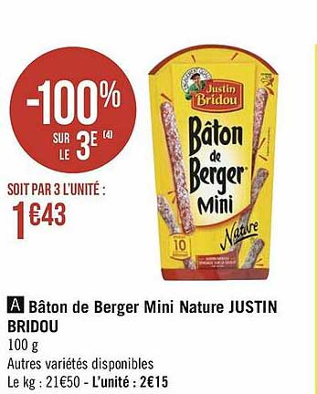 bâton de berger mini nature justin bridou