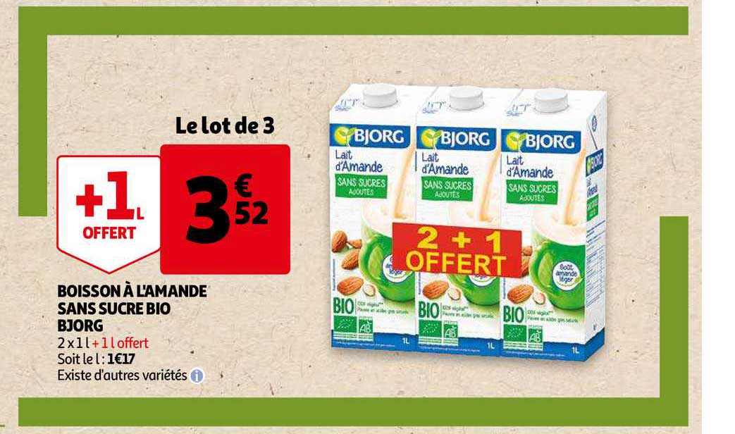 boisson à l'amande sans sucre bio bjorg