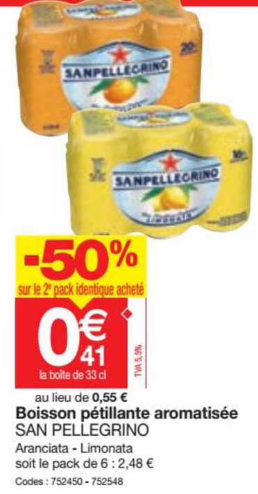 boisson pétillante aromatisée san pellegrino