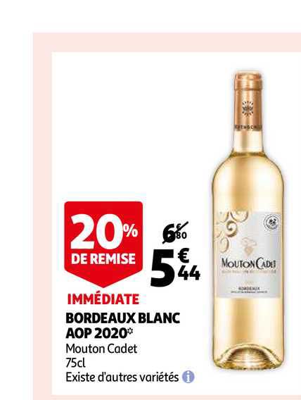 bordeaux blanc aop 2020 mouton cadet