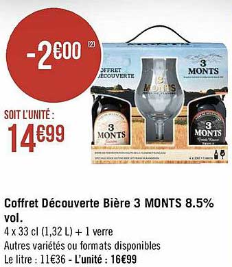 coffret découverte bière 3 monts 8.5% vol.
