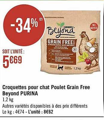 croquettes pour chat poulet grain free beyond purina