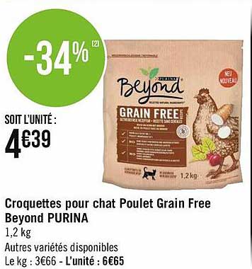 croquettes pour chat poulet grain free beyond purina