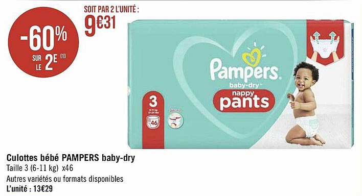 culottes bébé pampers baby-dry