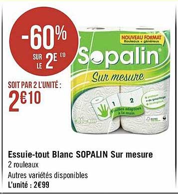 essuie-tout blanc sopalin sur mesure