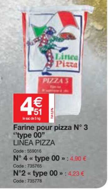 farine pour pizza n°3 "type 00" linea pizza, n°4 "type 00", n°2 "type 00"