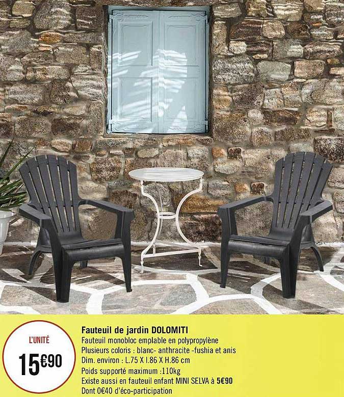 fauteuil de jardin dolomiti