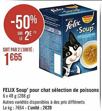 felix soup' pour chat selection de poissons