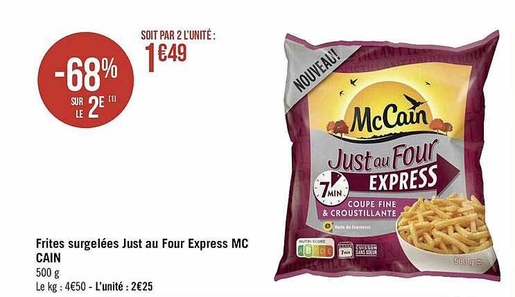 frites surgelées just au four express mc cain