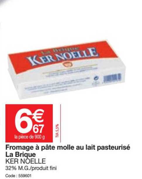 fromage a pate molle au lait pasteurise la brique ker noelle