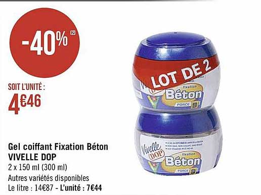 gel coiffant fixation béton vivelle dop