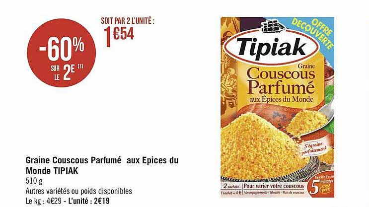Graine Couscous Parfumé Aux épices Du Monde Tipiak