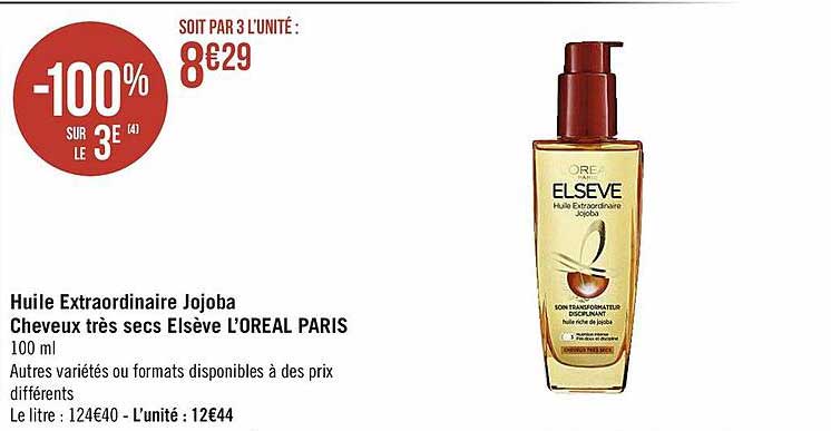 huile extraordinaire jojoba cheveux très secs elsève l'oréal paris